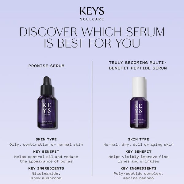 Chart Comparing Keys Soulcare Promise Serum and Truly Becoming Serum